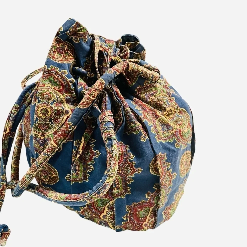 April Cornell Vintage Boho Paisley Drawstring Shoulder Bag